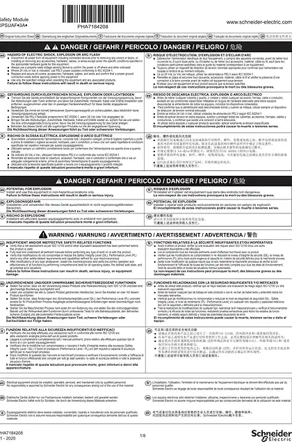 schneider施耐德Harmony XPS Universal - XPSUAF Safety Module_ 说明书